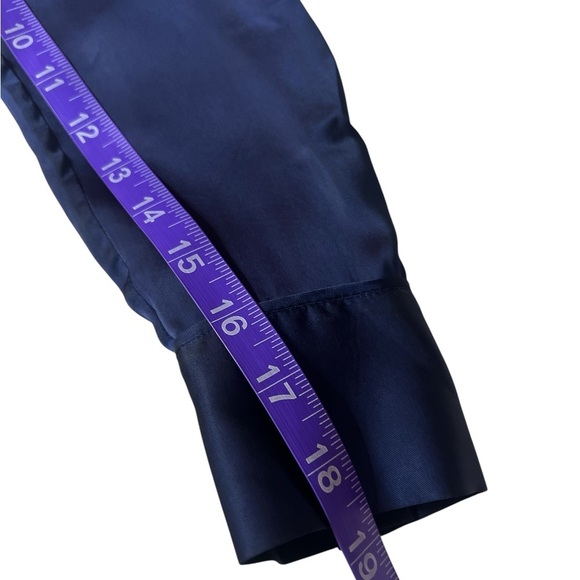 Wilfred Aritzia Blue Satin Cupro Tie-Front Collard Blouse Women's Size XXS - Picture 14 of 17